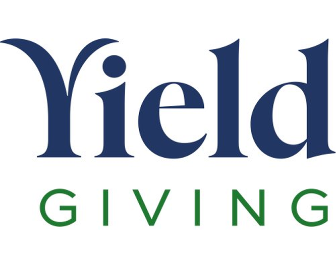 The Yield Giving logo features Yield in blue and Giving in green on a white background, representing the unity of supporters.